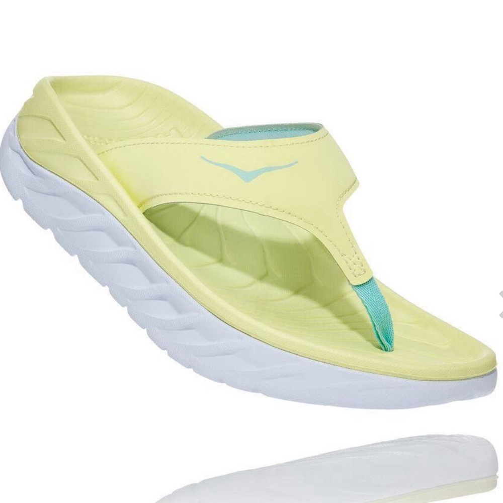 Yellow Women's Hoka ORA Recovery Flip Flops - Size 7